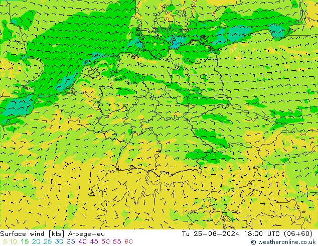 Bodenwind Arpege-eu Di 25.06.2024 18 UTC