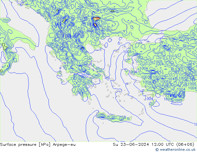 Surface pressure Arpege-eu Su 23.06.2024 12 UTC