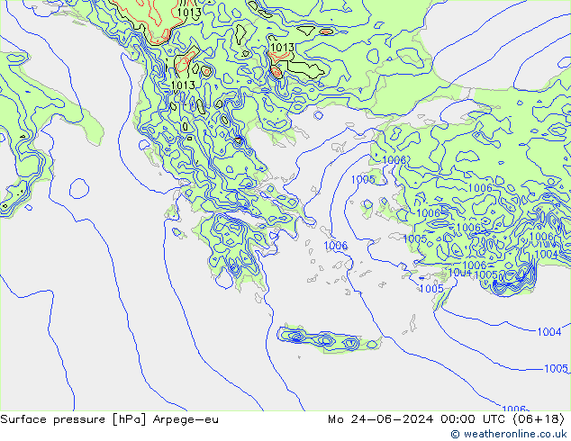 ciśnienie Arpege-eu pon. 24.06.2024 00 UTC
