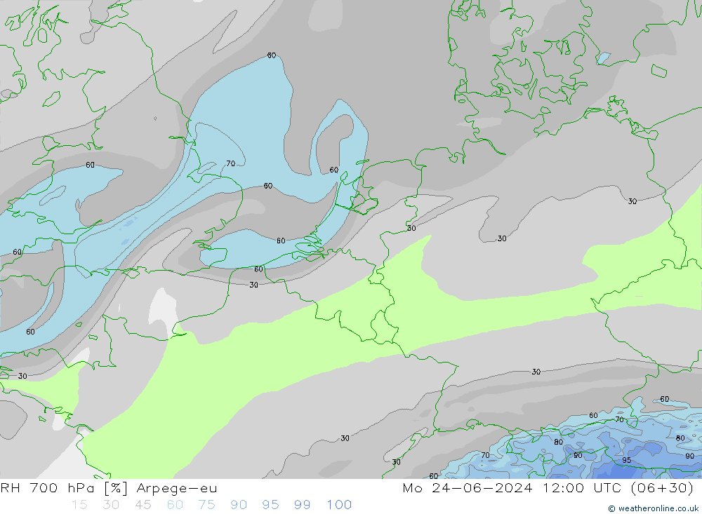 700 hPa Nispi Nem Arpege-eu Pzt 24.06.2024 12 UTC