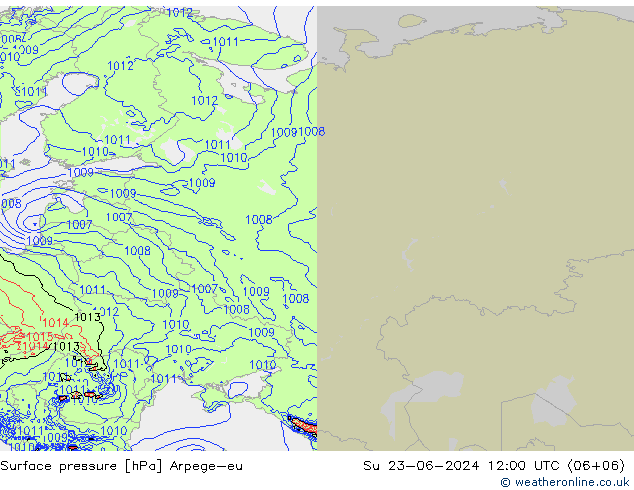 приземное давление Arpege-eu Вс 23.06.2024 12 UTC