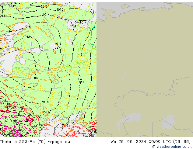 Theta-e 850hPa Arpege-eu mer 26.06.2024 00 UTC