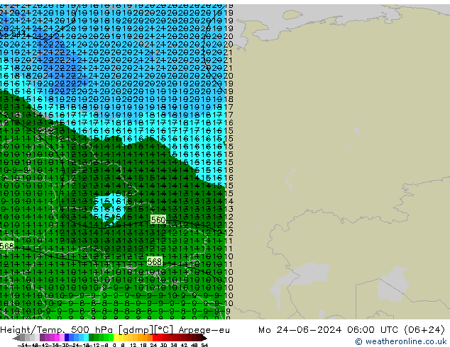 Hoogte/Temp. 500 hPa Arpege-eu ma 24.06.2024 06 UTC