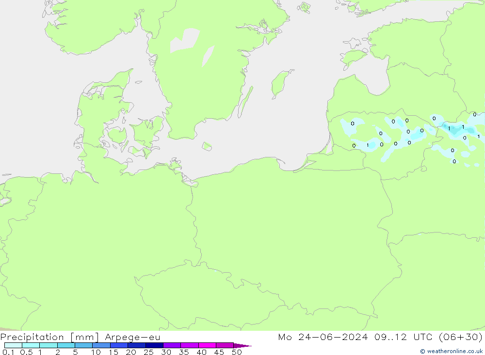 Precipitación Arpege-eu lun 24.06.2024 12 UTC