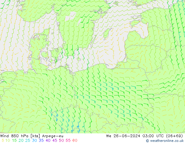 Viento 850 hPa Arpege-eu mié 26.06.2024 03 UTC