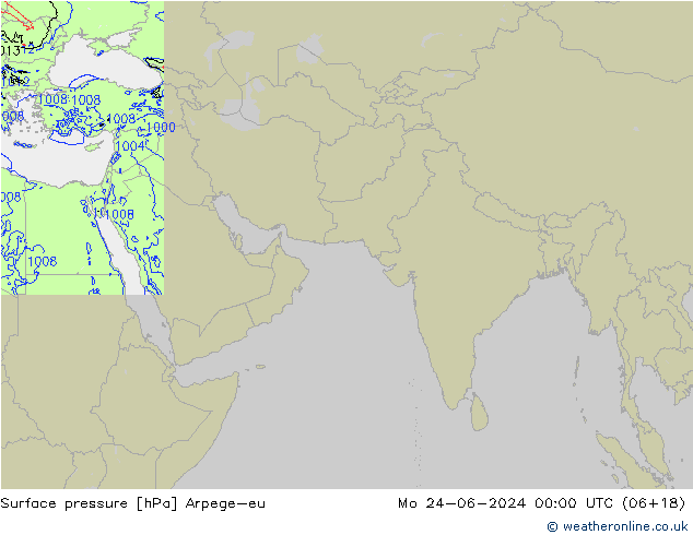 приземное давление Arpege-eu пн 24.06.2024 00 UTC