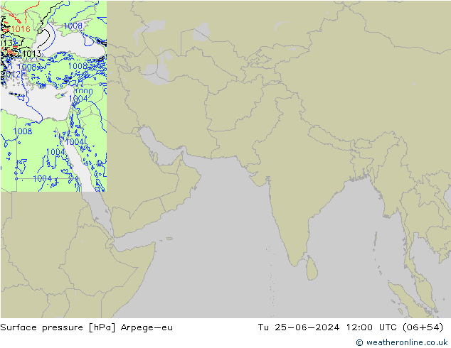 Surface pressure Arpege-eu Tu 25.06.2024 12 UTC