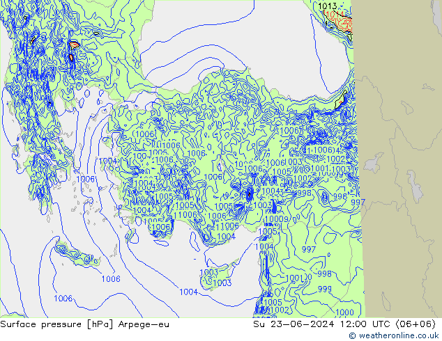 Surface pressure Arpege-eu Su 23.06.2024 12 UTC