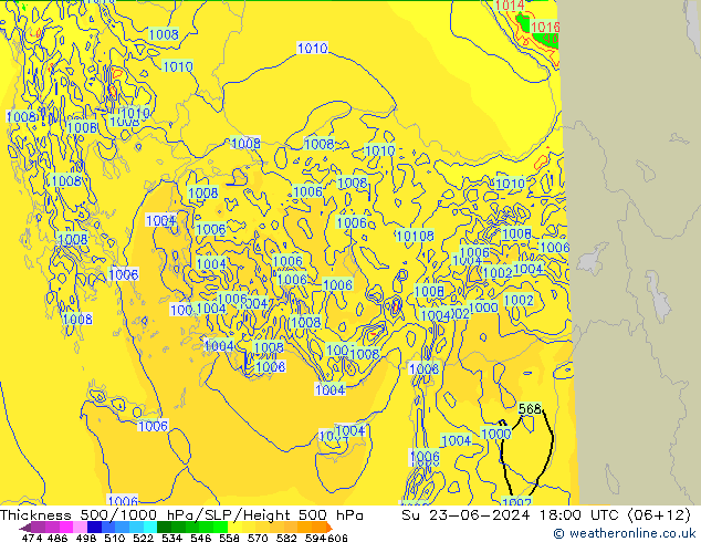 Thck 500-1000hPa Arpege-eu Ne 23.06.2024 18 UTC