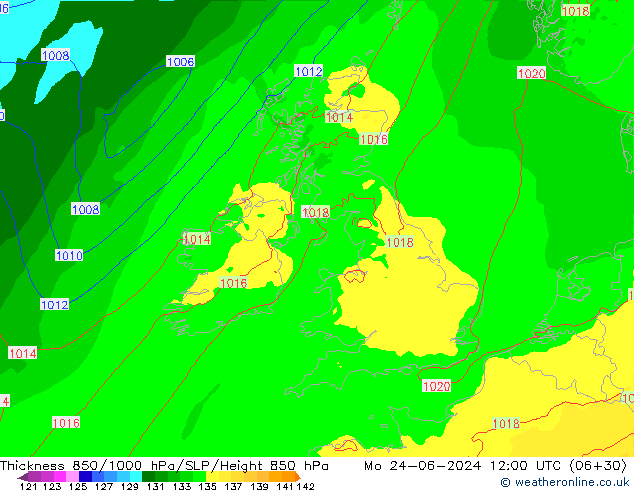 Thck 850-1000 hPa Arpege-eu  24.06.2024 12 UTC