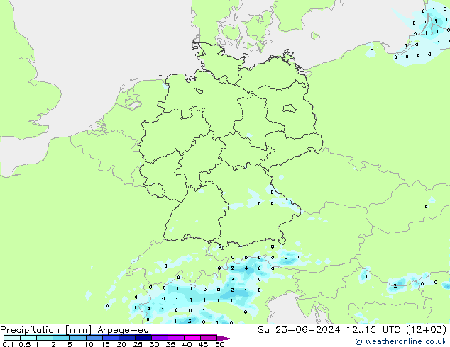 Srážky Arpege-eu Ne 23.06.2024 15 UTC