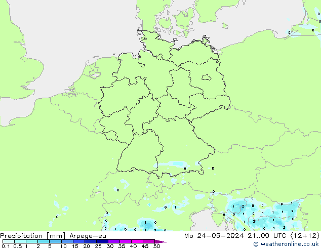 Srážky Arpege-eu Po 24.06.2024 00 UTC