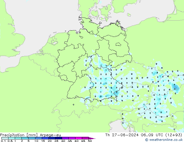 降水 Arpege-eu 星期四 27.06.2024 09 UTC