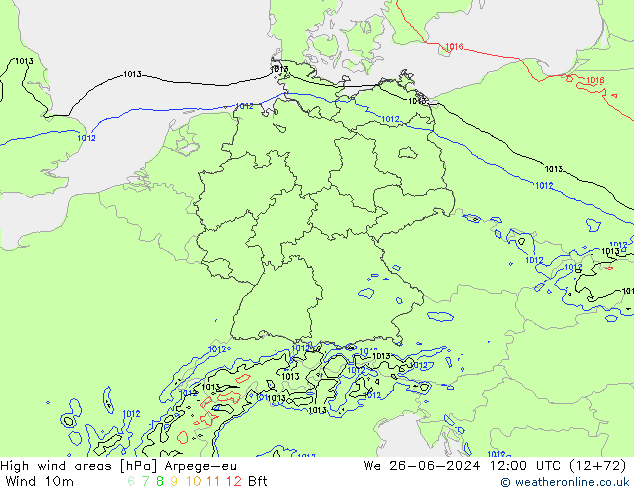 Windvelden Arpege-eu wo 26.06.2024 12 UTC