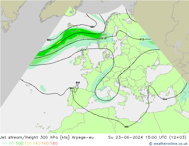 Jet stream Arpege-eu Dom 23.06.2024 15 UTC