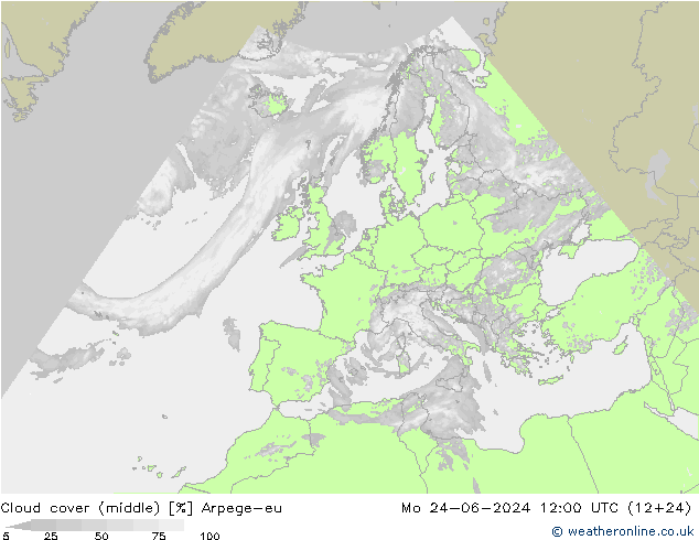 Nubes medias Arpege-eu lun 24.06.2024 12 UTC