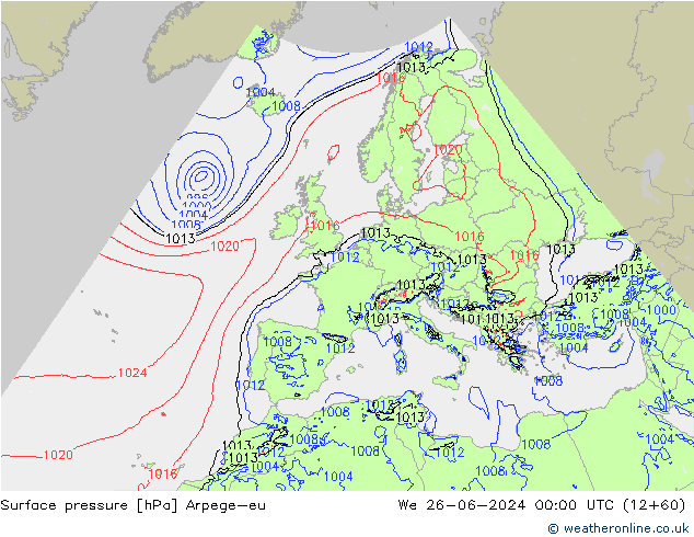 Atmosférický tlak Arpege-eu St 26.06.2024 00 UTC