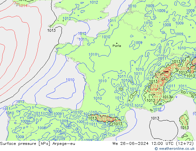 Bodendruck Arpege-eu Mi 26.06.2024 12 UTC