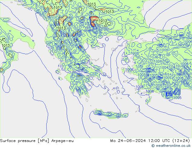 Presión superficial Arpege-eu lun 24.06.2024 12 UTC