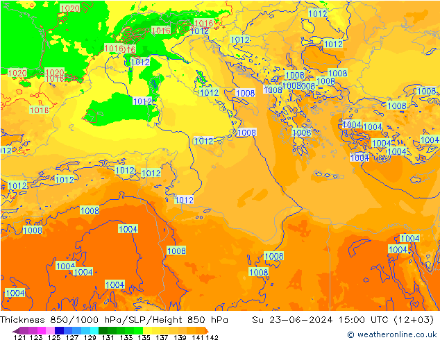 Thck 850-1000 hPa Arpege-eu dom 23.06.2024 15 UTC