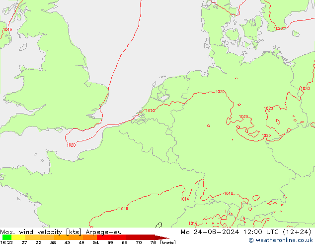Windböen Arpege-eu Mo 24.06.2024 12 UTC