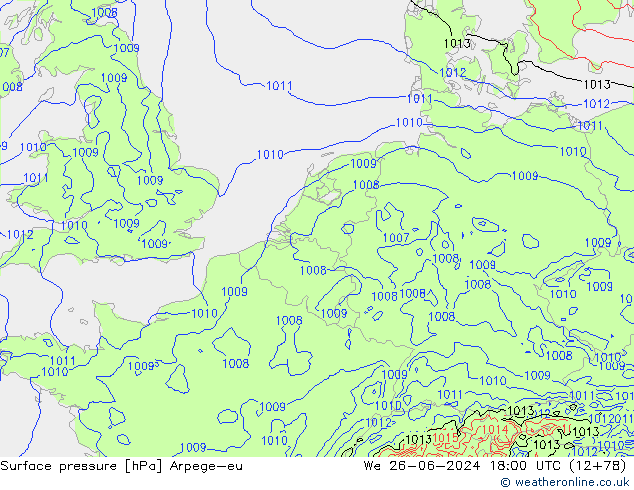 pression de l'air Arpege-eu mer 26.06.2024 18 UTC