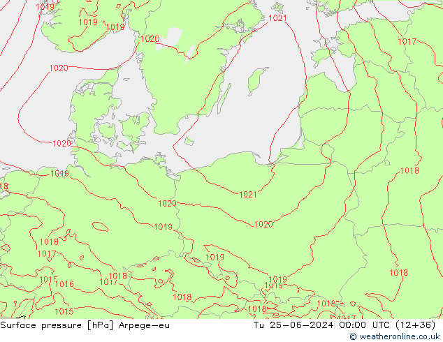 Atmosférický tlak Arpege-eu Út 25.06.2024 00 UTC