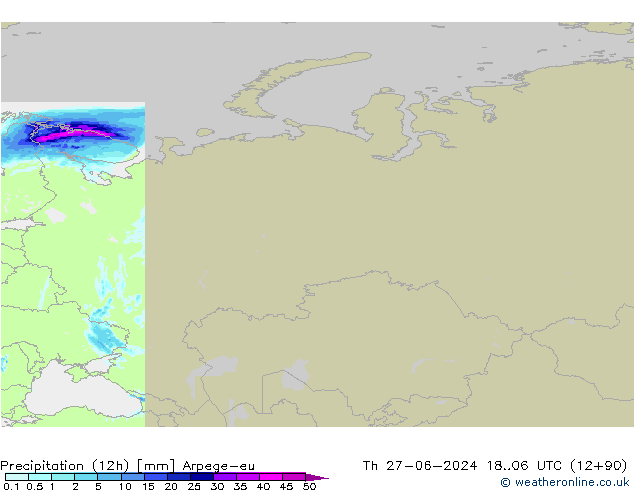 Precipitation (12h) Arpege-eu Th 27.06.2024 06 UTC