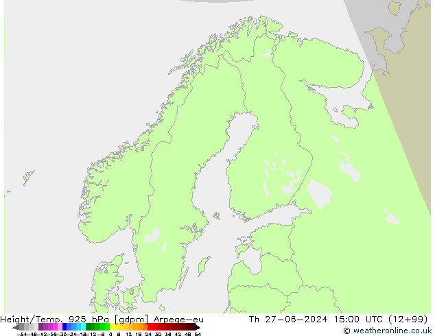 Height/Temp. 925 hPa Arpege-eu czw. 27.06.2024 15 UTC