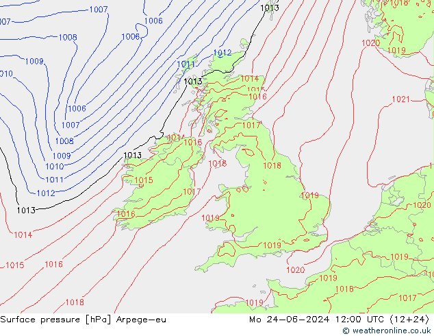 ciśnienie Arpege-eu pon. 24.06.2024 12 UTC