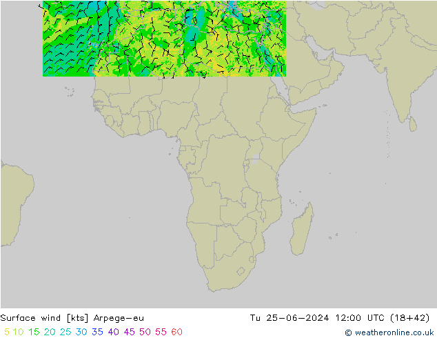 Rüzgar 10 m Arpege-eu Sa 25.06.2024 12 UTC