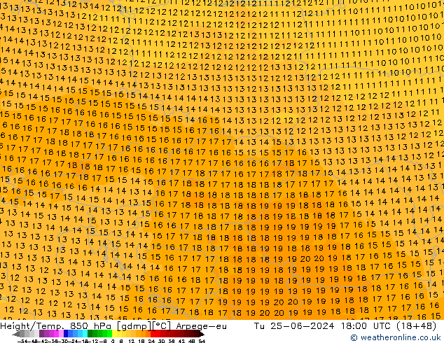 Hoogte/Temp. 850 hPa Arpege-eu di 25.06.2024 18 UTC