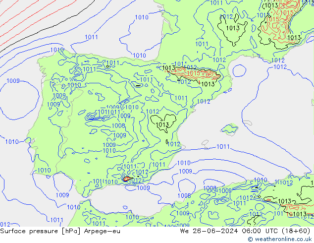 ciśnienie Arpege-eu śro. 26.06.2024 06 UTC