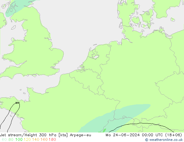 Jet stream/Height 300 hPa Arpege-eu Mo 24.06.2024 00 UTC