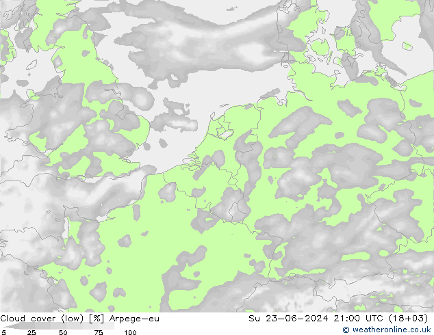 Bewolking (Laag) Arpege-eu zo 23.06.2024 21 UTC