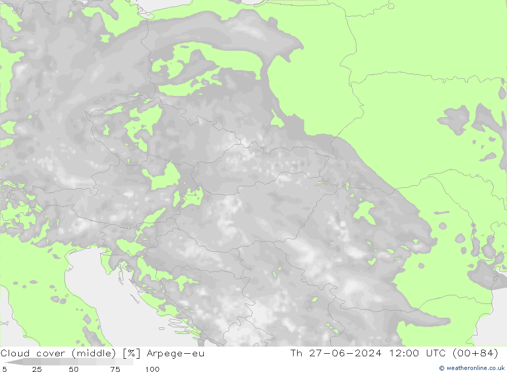 nuvens (médio) Arpege-eu Qui 27.06.2024 12 UTC