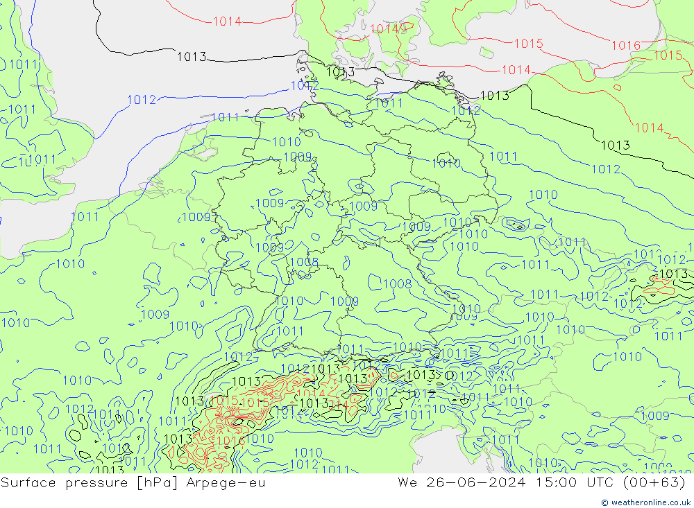 приземное давление Arpege-eu ср 26.06.2024 15 UTC