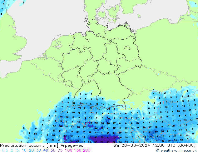 Precipitation accum. Arpege-eu We 26.06.2024 12 UTC