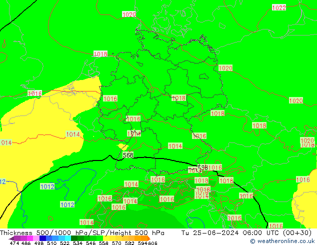 Thck 500-1000hPa Arpege-eu Tu 25.06.2024 06 UTC