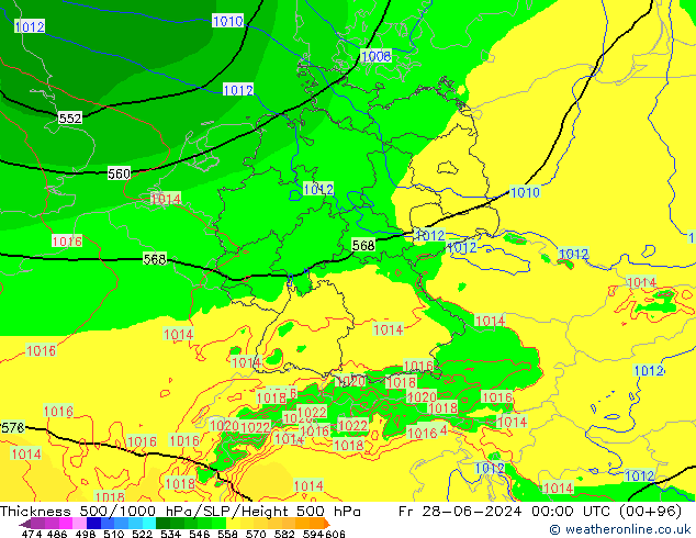 Schichtdicke 500-1000 hPa Arpege-eu Fr 28.06.2024 00 UTC