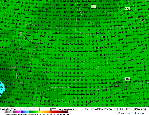 Height/Temp. 500 hPa Arpege-eu ven 28.06.2024 00 UTC