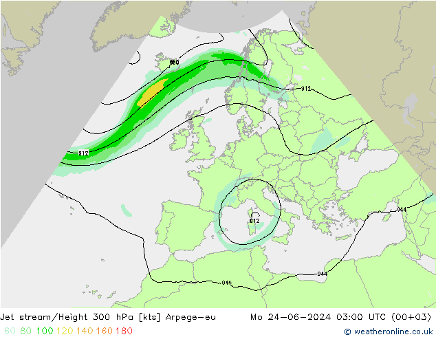高速氣流 Arpege-eu 星期一 24.06.2024 03 UTC