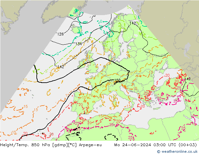 Height/Temp. 850 hPa Arpege-eu  24.06.2024 03 UTC