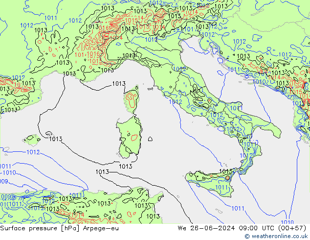 ciśnienie Arpege-eu śro. 26.06.2024 09 UTC