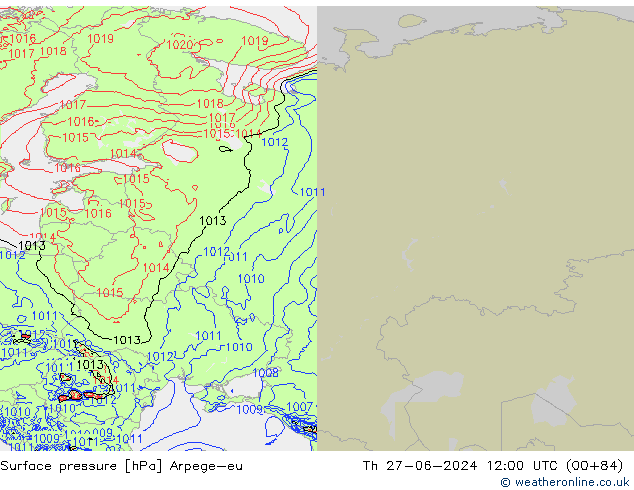 Surface pressure Arpege-eu Th 27.06.2024 12 UTC