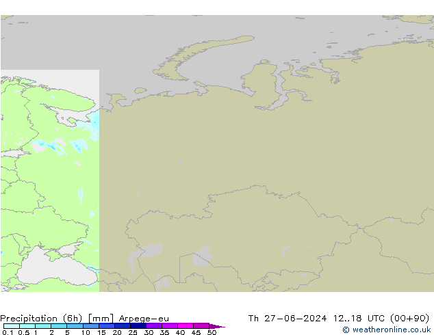 Yağış (6h) Arpege-eu Per 27.06.2024 18 UTC
