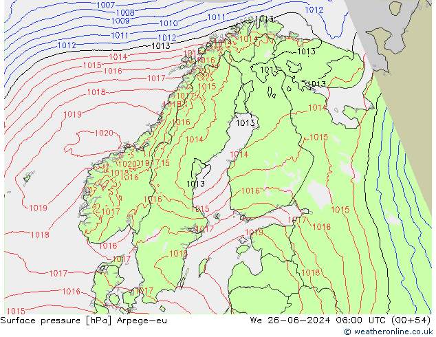 Atmosférický tlak Arpege-eu St 26.06.2024 06 UTC