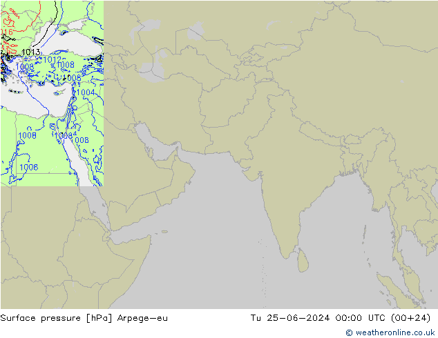 Presión superficial Arpege-eu mar 25.06.2024 00 UTC