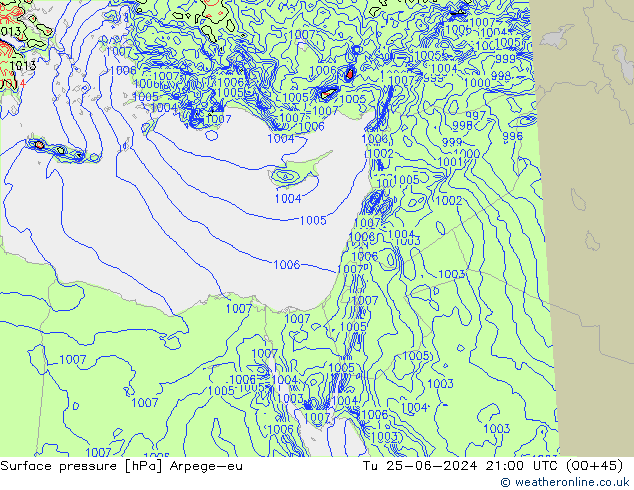 Luchtdruk (Grond) Arpege-eu di 25.06.2024 21 UTC