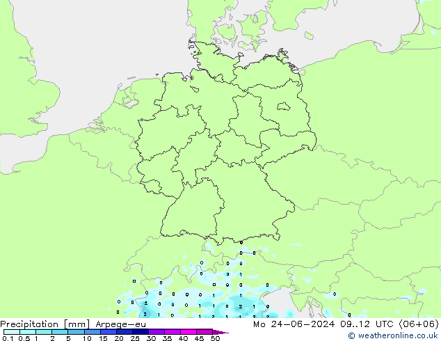 降水 Arpege-eu 星期一 24.06.2024 12 UTC